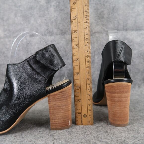 Steve Madden Shoes Womens 6 Booties Fashion Open Toe Ankle Strap Leather Black - Picture 6 of 13